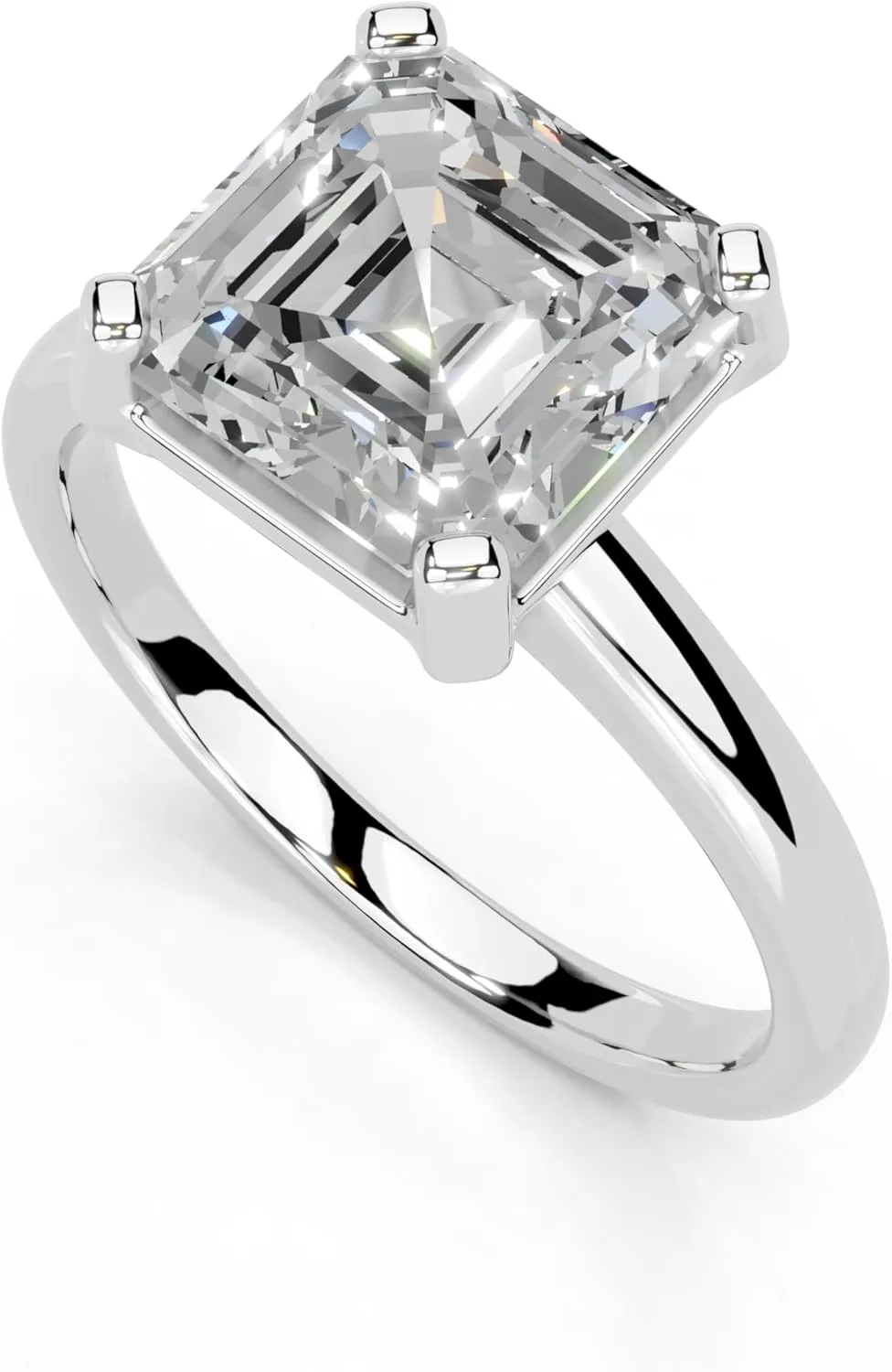 1-5 Carat 14K 18K Gold Platinum Asscher Cut 4 Prong Solitaire Lab Grown Diamond Ring, Engagement, Anniversary Wedding, IGI Certified Promise Rings for Women (1-5 Ct, F-G Color, VS1-VS2 Clarity)