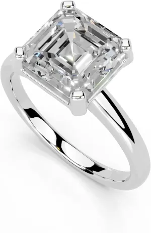 1-5 Carat 14K 18K Gold Platinum Asscher Cut 4 Prong Solitaire Lab Grown Diamond Ring, Engagement, Anniversary Wedding, IGI Certified Promise Rings for Women (1-5 Ct, F-G Color, VS1-VS2 Clarity)