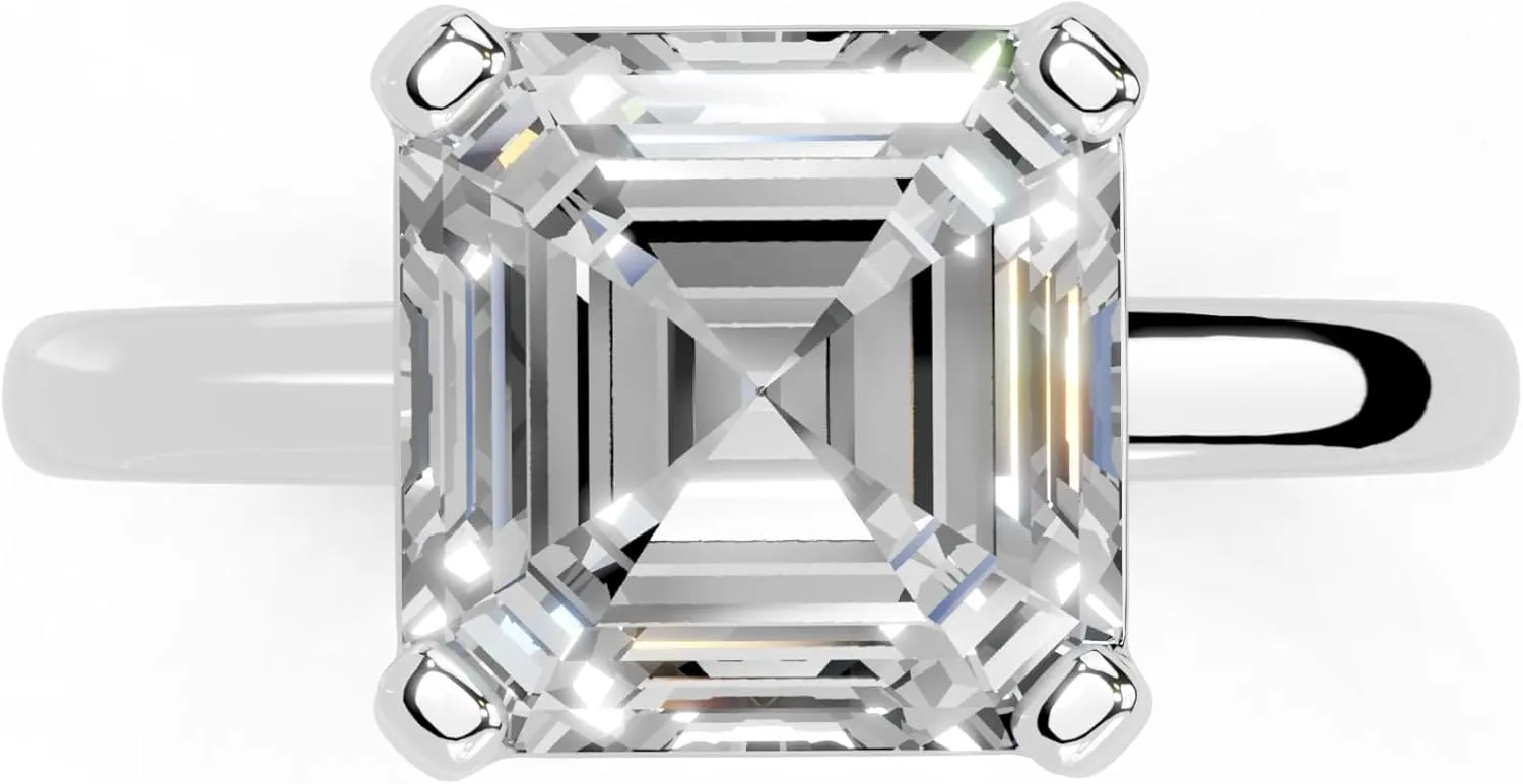 1-5 Carat 14K 18K Gold Platinum Asscher Cut 4 Prong Solitaire Lab Grown Diamond Ring, Engagement, Anniversary Wedding, IGI Certified Promise Rings for Women (1-5 Ct, F-G Color, VS1-VS2 Clarity)