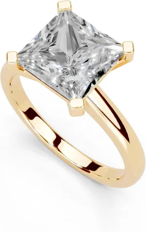 1-5 Carat 14K 18K Gold Platinum Princess Cut 4 Prong Solitaire Lab Grown Diamond Ring, Engagement, Anniversary, Wedding, IGI Certified, Promise Rings for Women (1-5 Ct, F-G Color, VS1-VS2 Clarity)
