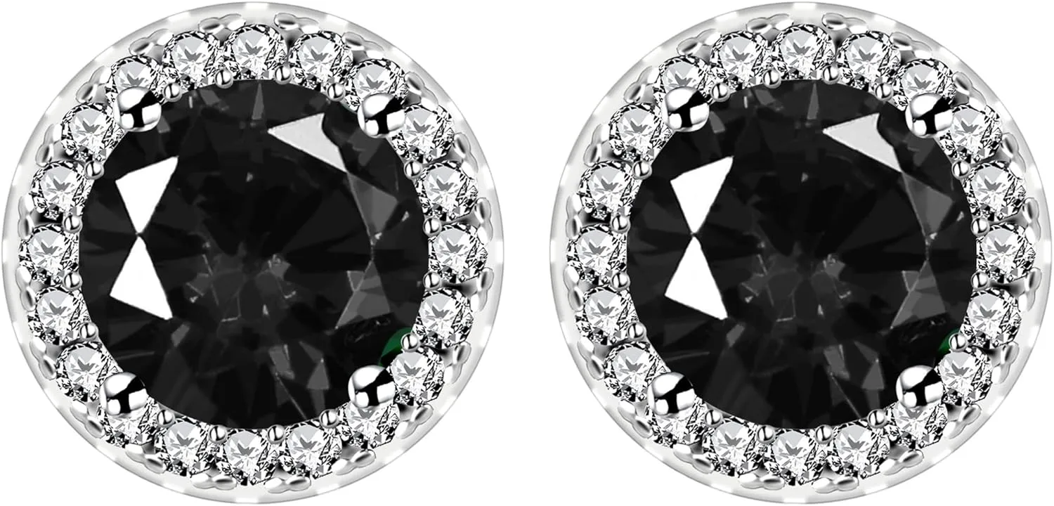 1 Pair Hypoallergenic Brass Birthstone Earrings for Women, 6.5mm Cubic Zirconia Stud Earrings | Elegant Earrings Gift for BFF Wife