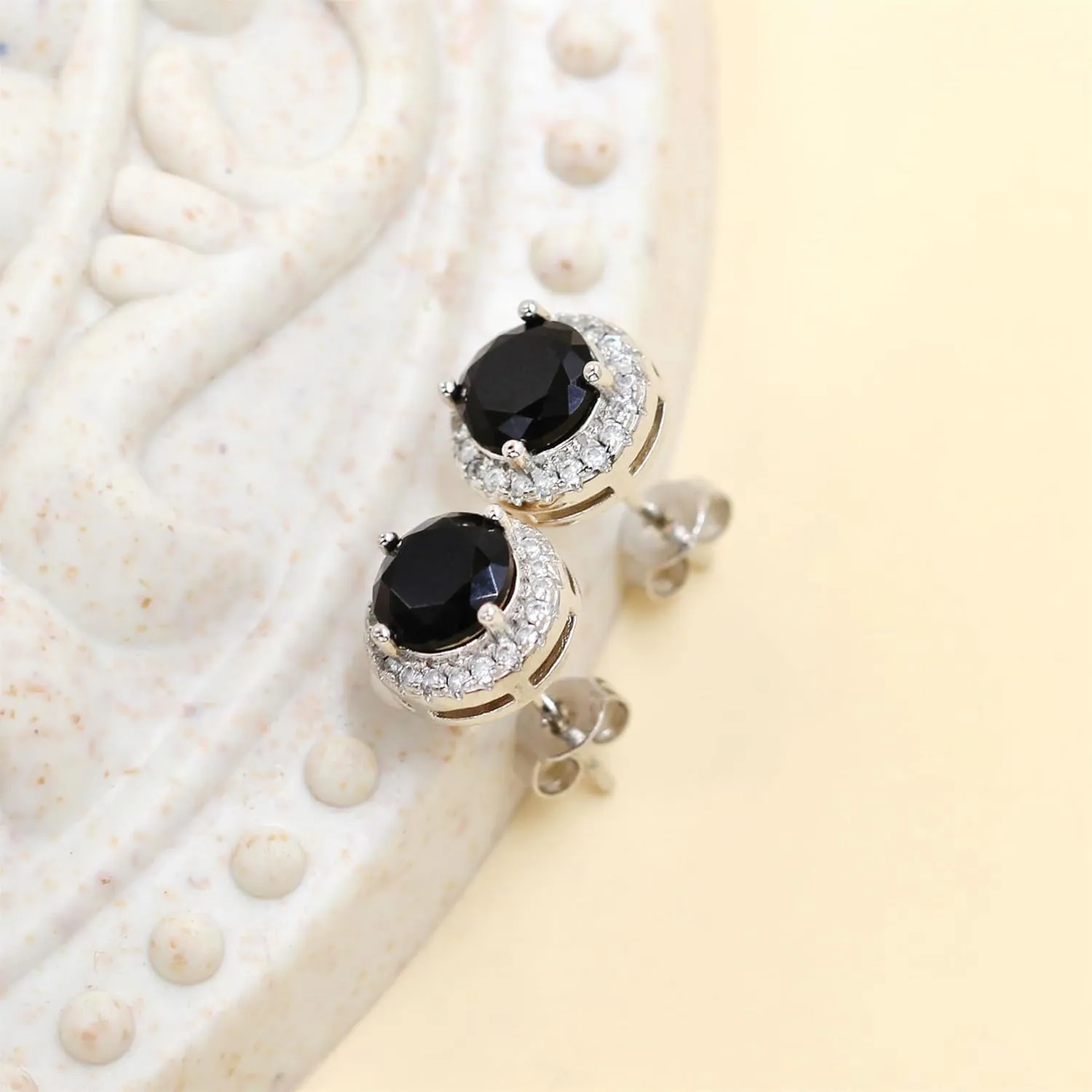 1 Pair Hypoallergenic Brass Birthstone Earrings for Women, 6.5mm Cubic Zirconia Stud Earrings | Elegant Earrings Gift for BFF Wife