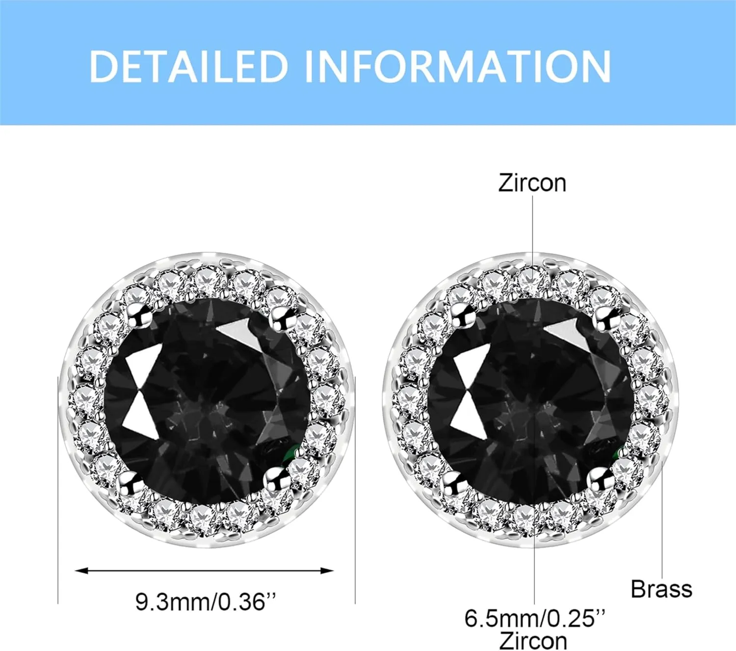 1 Pair Hypoallergenic Brass Birthstone Earrings for Women, 6.5mm Cubic Zirconia Stud Earrings | Elegant Earrings Gift for BFF Wife