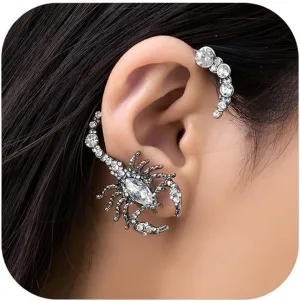 1 Pcs Scorpion Ear Cuff Earring for Women Men Crystal Non Piercing Cartilage Climber Crawler Wrap Cuffs Earrings Vintage Gothic Punk Jewelry
