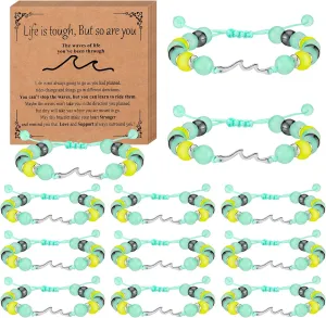 12 Pack Inspirational Bracelets Gifts for Women Get Well Healing Bracelets Sunflower Elephant Jewelry Accessories for Who After Surgery Strength Gift Set