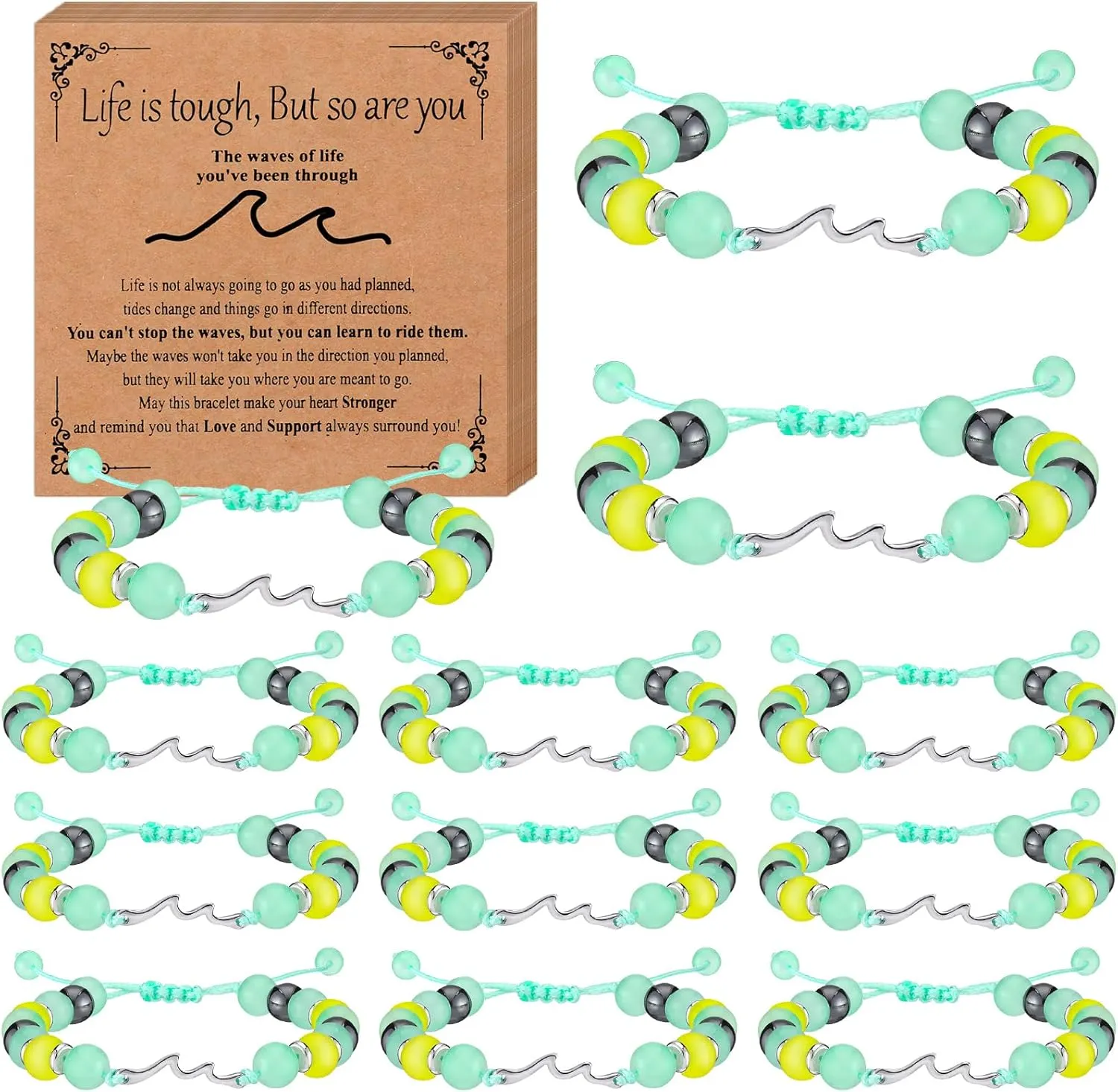 12 Pack Inspirational Bracelets Gifts for Women Get Well Healing Bracelets Sunflower Elephant Jewelry Accessories for Who After Surgery Strength Gift Set