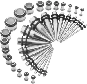 14G-00G 36pcs Ear Gauges Stretching Kit Surgical Steel Tapers Tunnels Plugs Piercing Set Body Jewelry