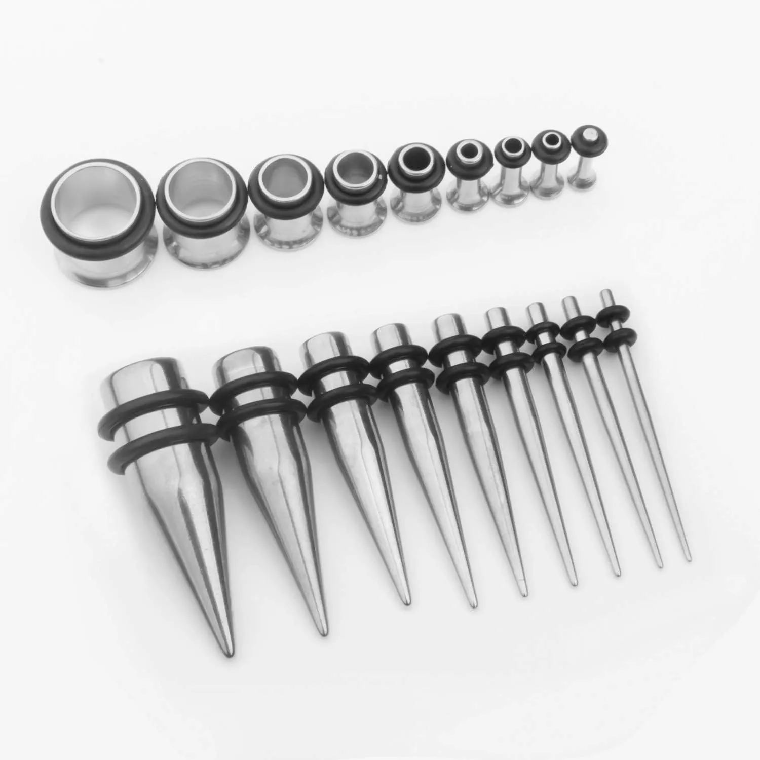 14G-00G 36pcs Ear Gauges Stretching Kit Surgical Steel Tapers Tunnels Plugs Piercing Set Body Jewelry