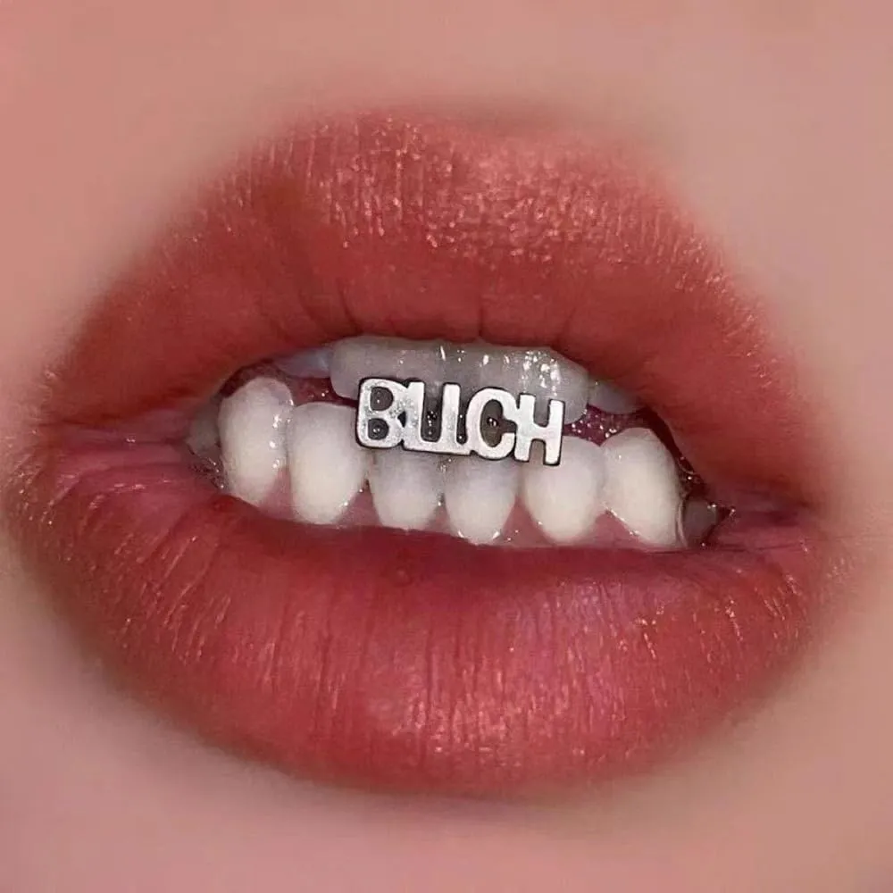 14G Fancy Words Stainless Steel Tongue Ring for Women Bitch Fuck Kiss Sex Letter Tongue Rings Studs Straight Barbell Sexy Tongue Piercing Jewelry