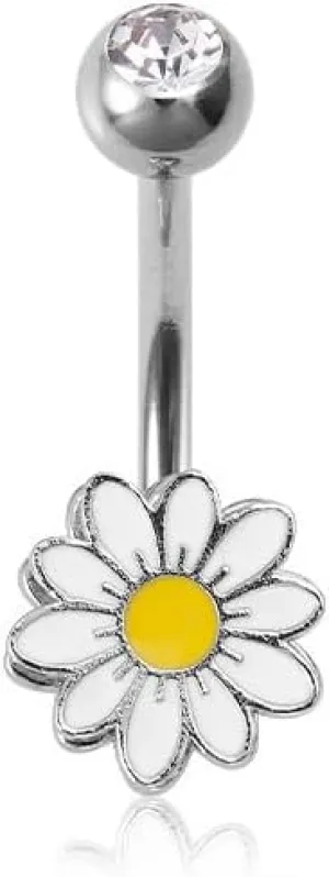 14G Rotatable Belly Button Rings for Women Stainless Steel CZ Star Windmill Daisy Flower Belly Navel Barbell Rings Belly Piercing Jewelry