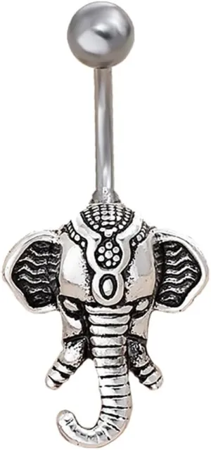 14G Tribal Elephant Belly Button Ring Women Body Piercing Jewelry Hypoallergenic 316L Stainless Steel Belly Navel Rings