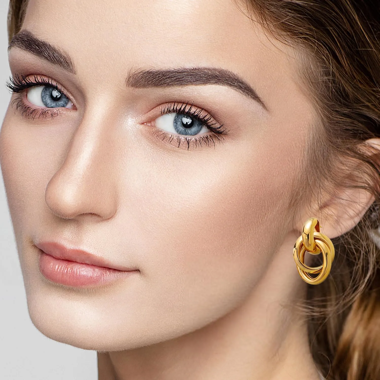 14K Chunky Gold Earrings Gold Geometric Drop Dangle Earrings for Women Large Hoop Gold Statement Earrings Hypoallergenic Fashion Earrings Jewelry
