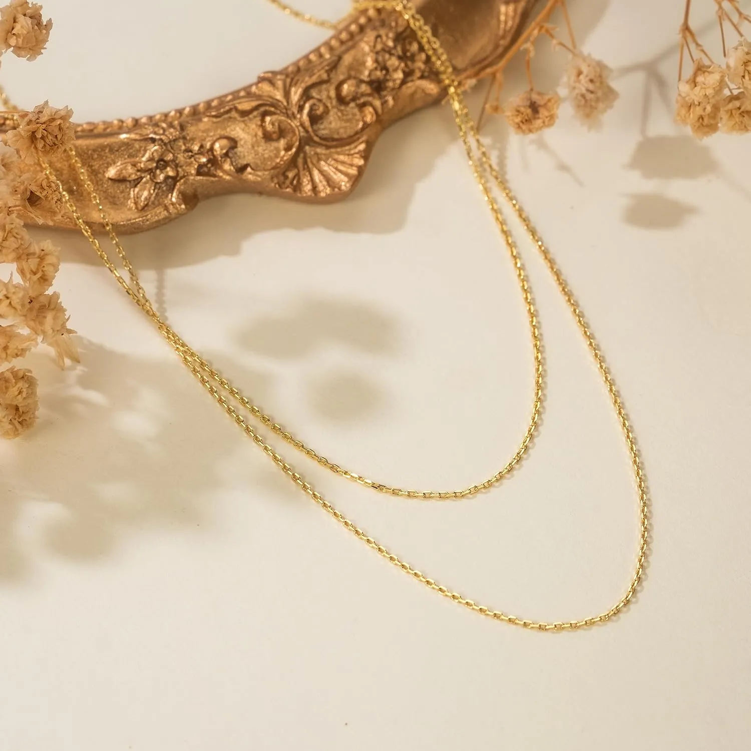14K Gold Chain for Women Mens Trendy 14K Gold Necklaces for Women Necklace Chains Necklace Womens Cable Chains Necklaces for Mens16-26IN