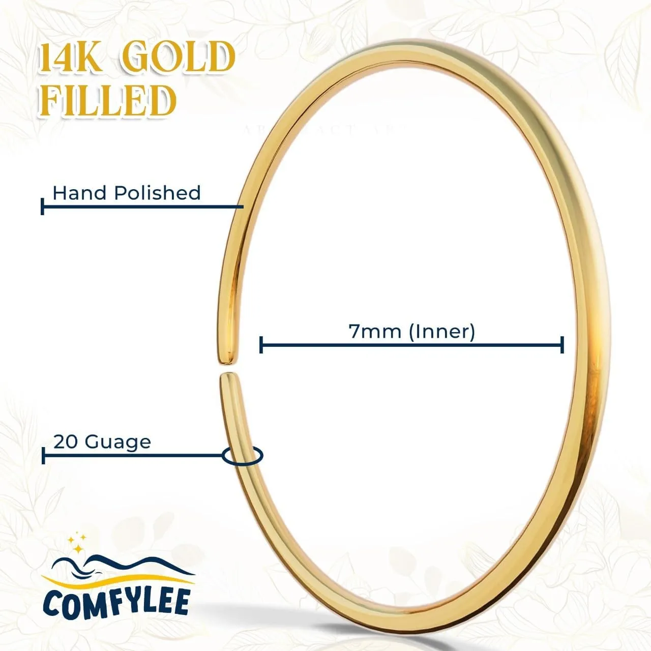 14K Gold Filled Nose Rings Hoops for Women & Men - 7mm, 20 Gauge - 925 Sterling Silver Small Thin Nose Ring Dainty Gold Hoop - Hypoallergenic Helix Cartilage 20g Piercing Jewelry
