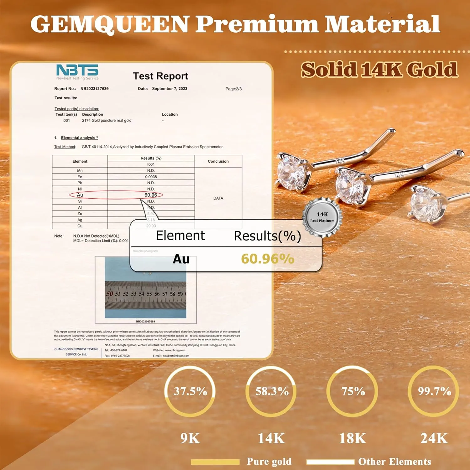 14K Gold Nose Rings Studs : Solid Gold 18G 20G 22G Screw Nose Rings Simulated Diamond CZ Nose Studs Hypoallergenic Nose Piercings for Women Men