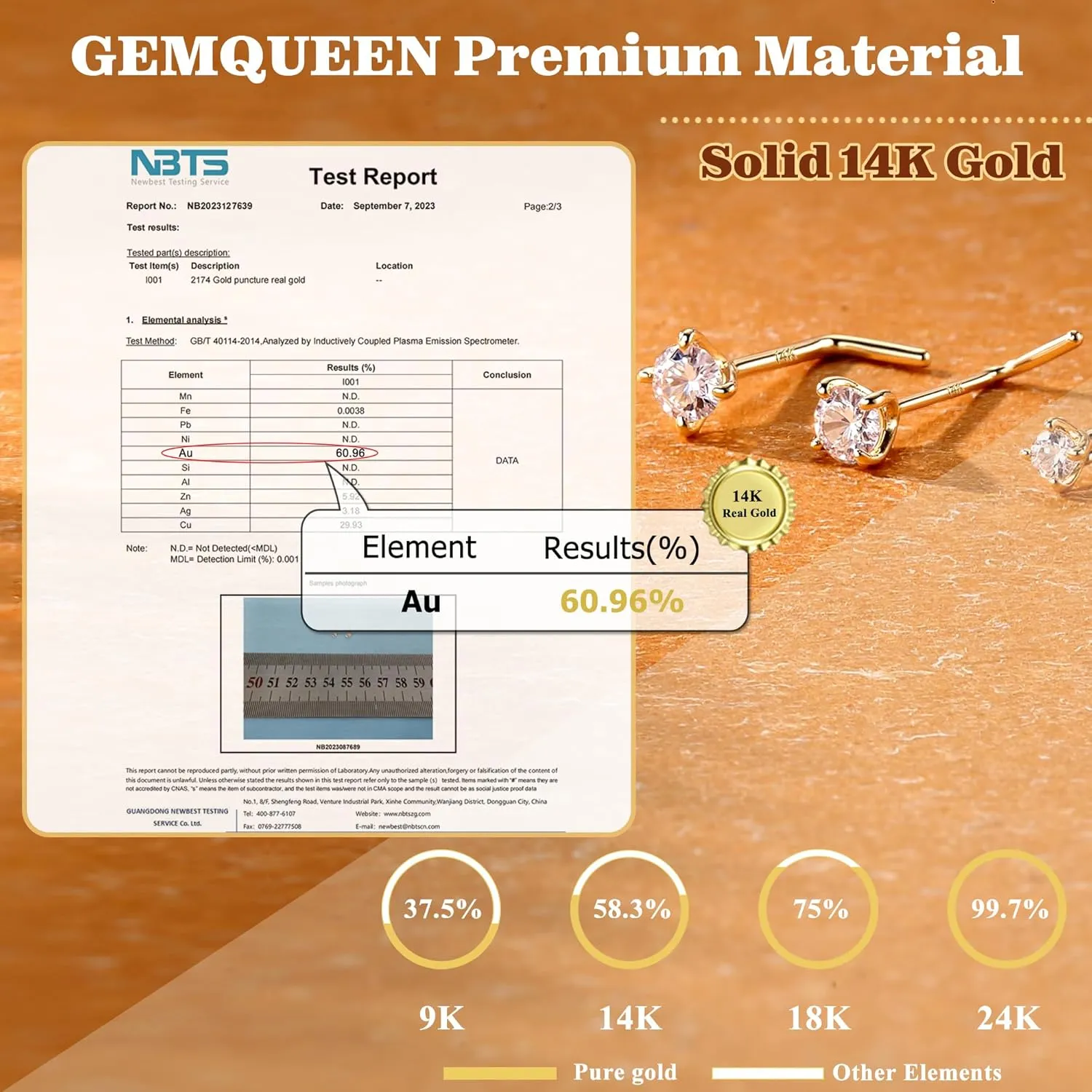 14K Gold Nose Rings Studs : Solid Gold 18G 20G 22G Screw Nose Rings Simulated Diamond CZ Nose Studs Hypoallergenic Nose Piercings for Women Men