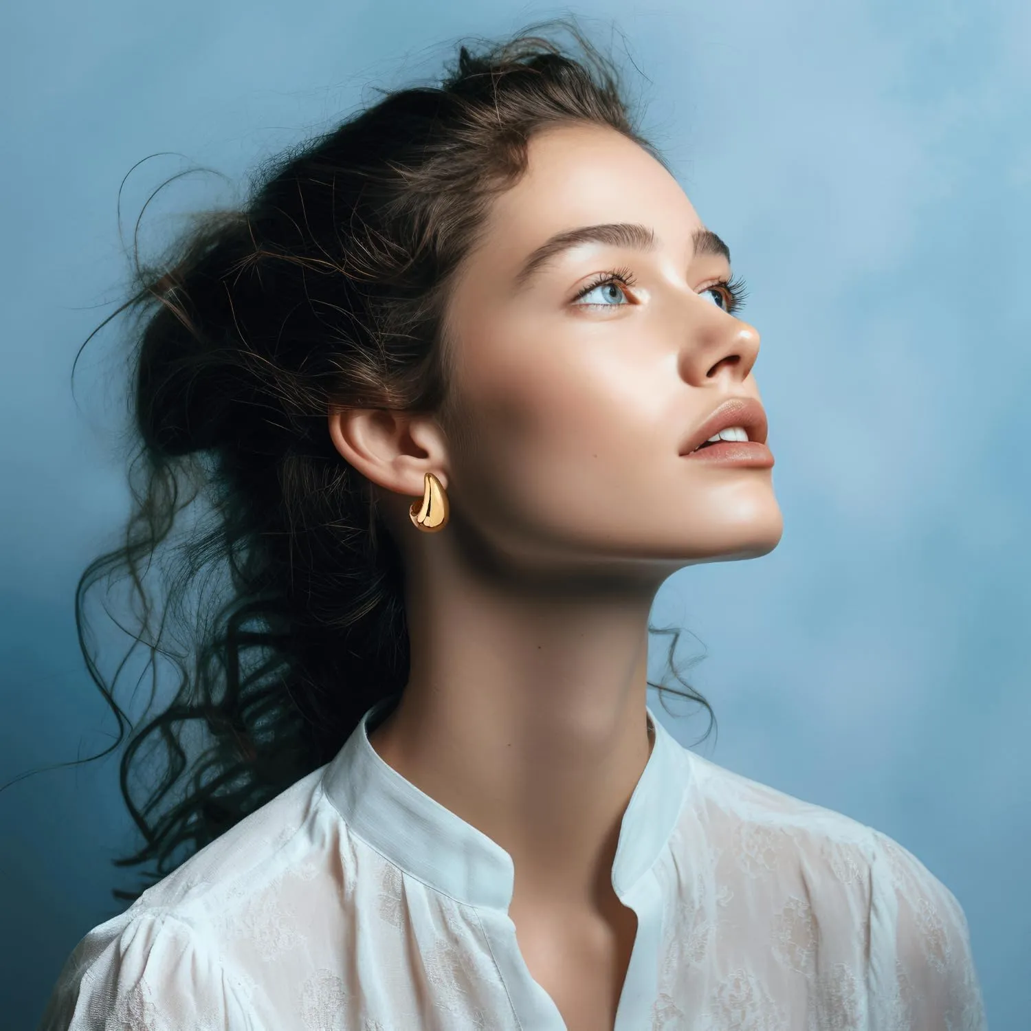 14k Gold Plated Hoop Earrings for Women - Chunky, Trendy, Lightweight, Hypoallergenic Statement Gold Hoop Earrings with 925 Sterling Silver Post - Tarnish Free Gold Jewelry