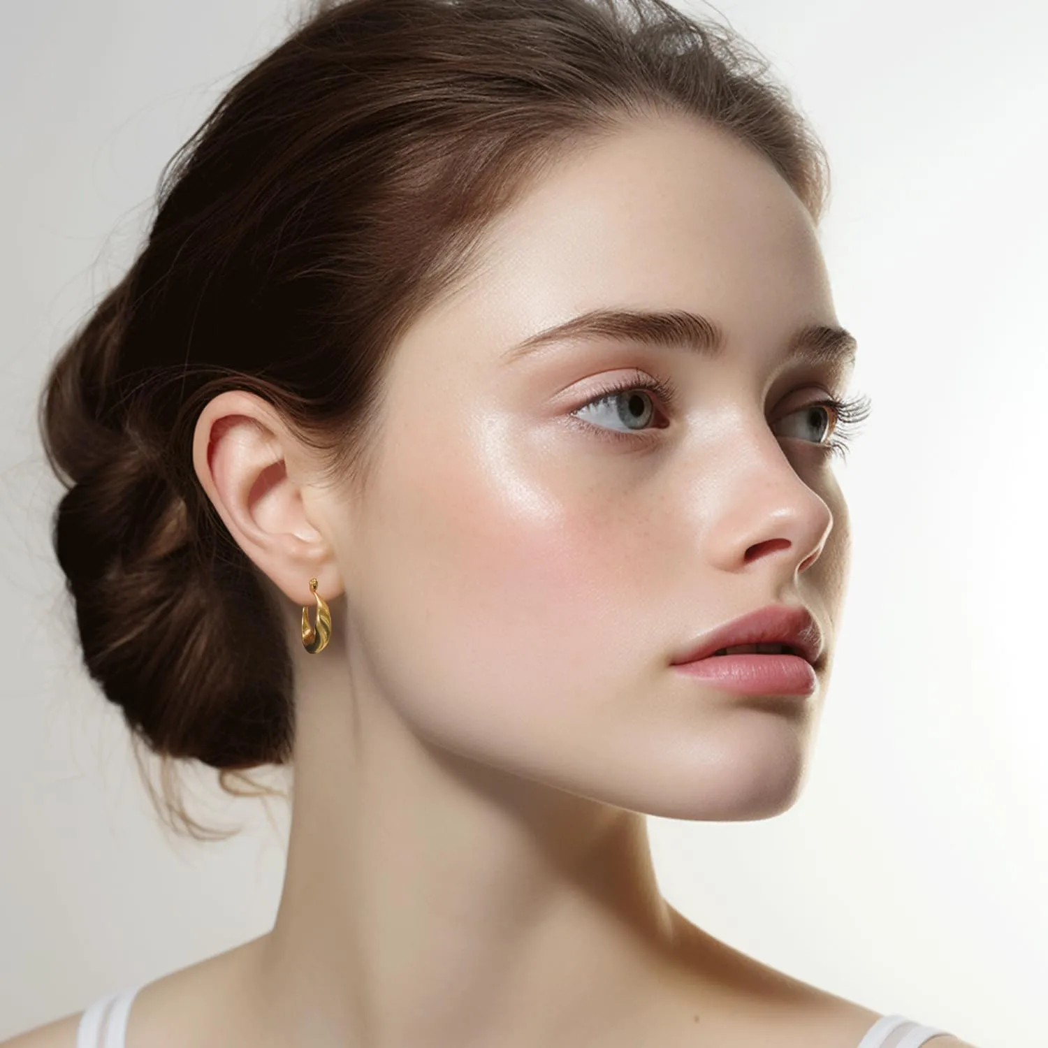 14k Gold Plated Hoop Earrings for Women - Chunky, Trendy, Lightweight, Hypoallergenic Statement Gold Hoop Earrings with 925 Sterling Silver Post - Tarnish Free Gold Jewelry