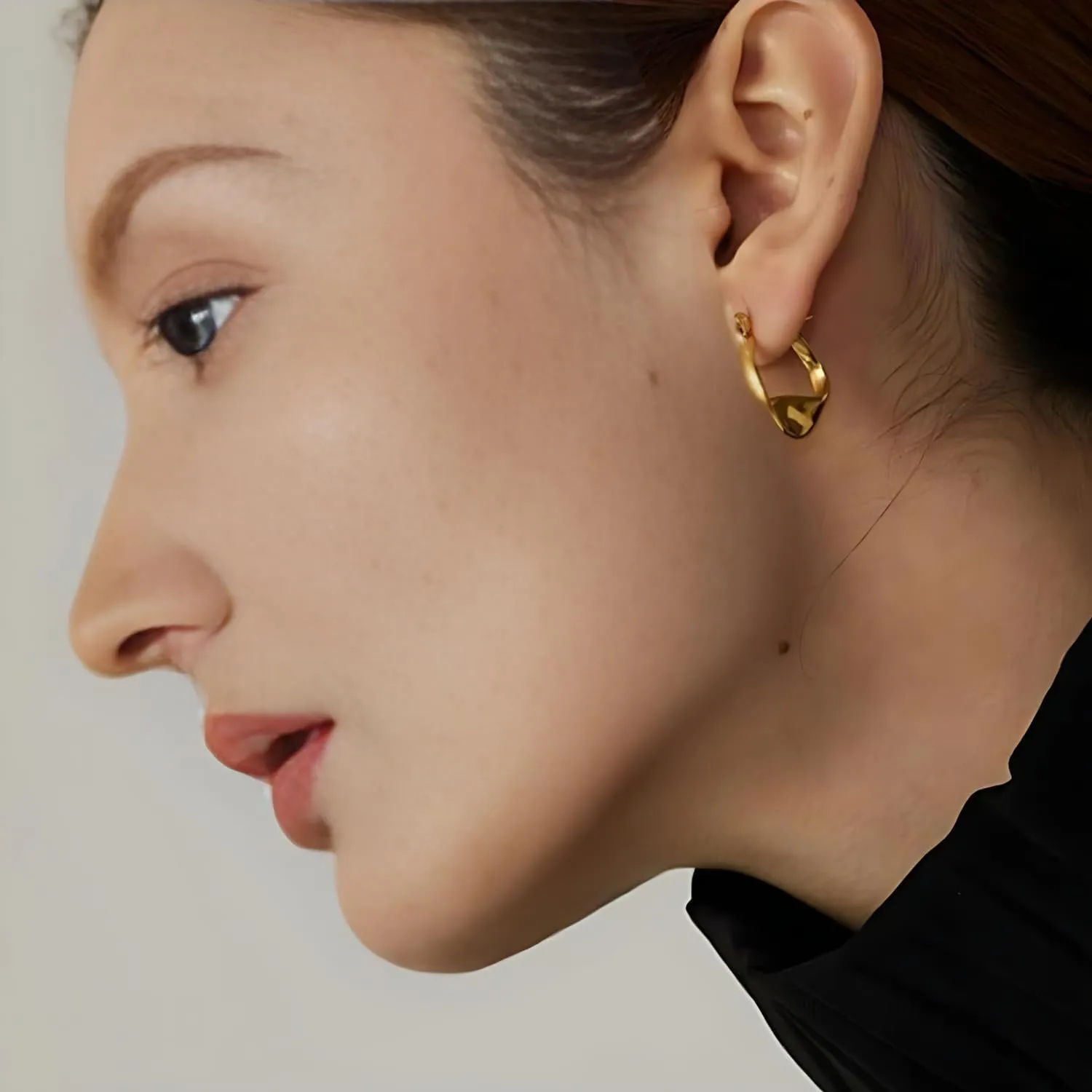 14k Gold Plated Hoop Earrings for Women - Chunky, Trendy, Lightweight, Hypoallergenic Statement Gold Hoop Earrings with 925 Sterling Silver Post - Tarnish Free Gold Jewelry