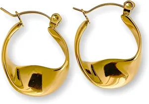 14k Gold Plated Hoop Earrings for Women - Chunky, Trendy, Lightweight, Hypoallergenic Statement Gold Hoop Earrings with 925 Sterling Silver Post - Tarnish Free Gold Jewelry