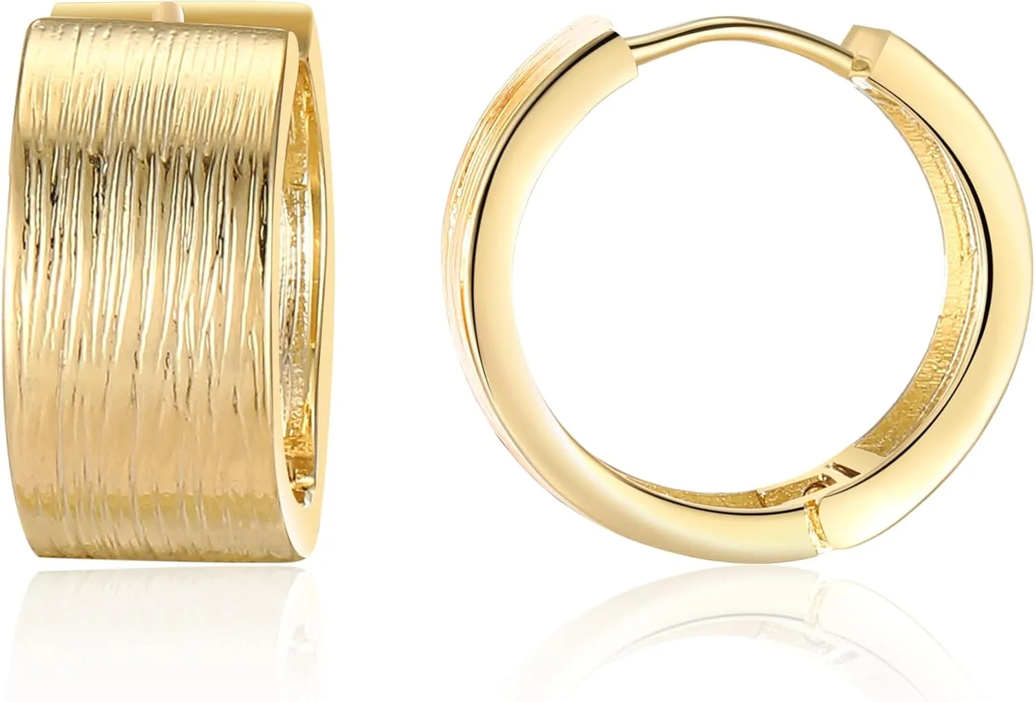 14K Gold Plated Hoop Earrings for Women, Trendy Gold Hoop Earrings Statement Cuff Lightweight Hypoallergenic Jewelry for Her