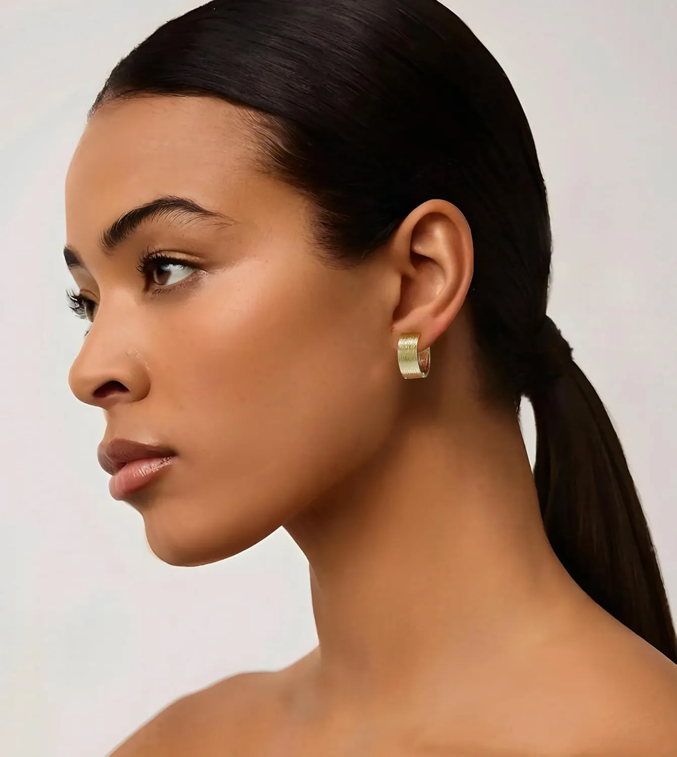 14K Gold Plated Hoop Earrings for Women, Trendy Gold Hoop Earrings Statement Cuff Lightweight Hypoallergenic Jewelry for Her