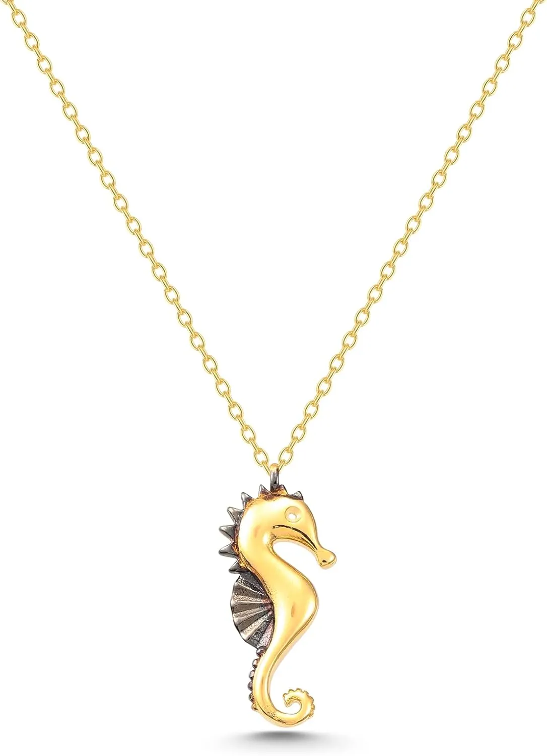 14K Real Gold Seahorse Pendant, Dainty initial Animal Necklace, Minimalist Gold Seahorse Necklace, Birthday Gift