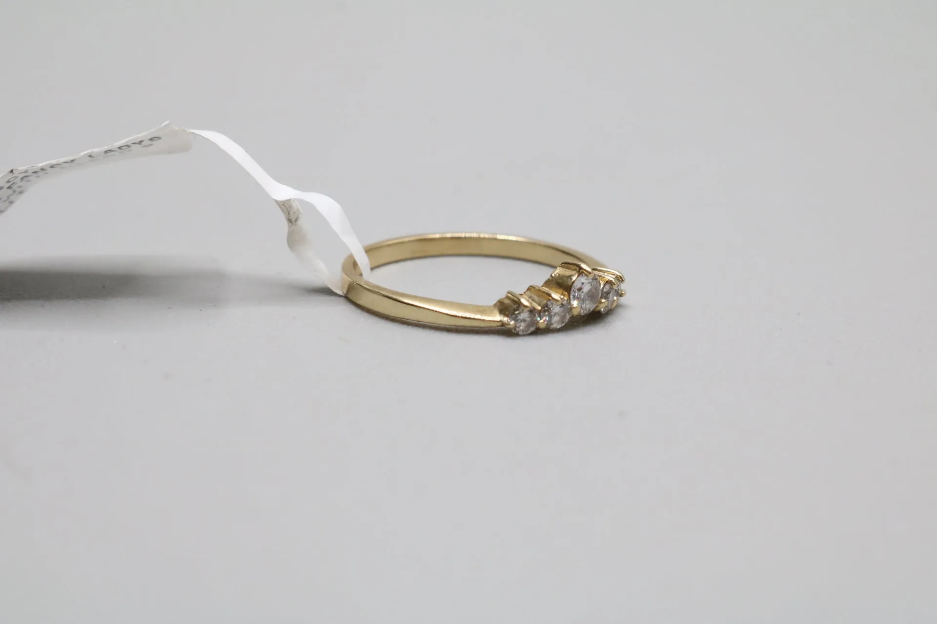 14K Yellow Gold Curved Wedding Band Diamond Ring (Size 6 3/4)