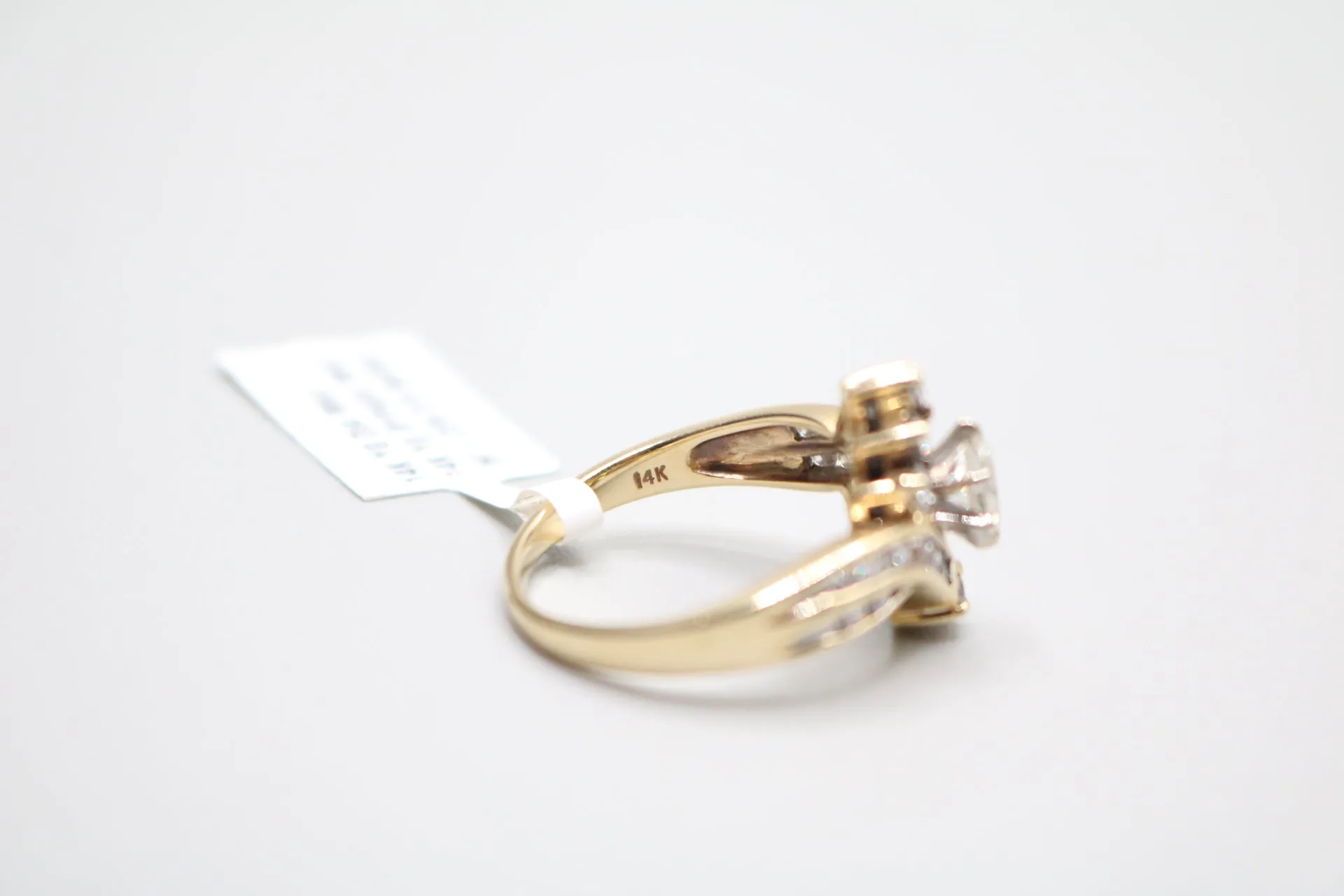 14K Yellow Gold Marquise Diamond Bypass Ring (Size 7 1/4)