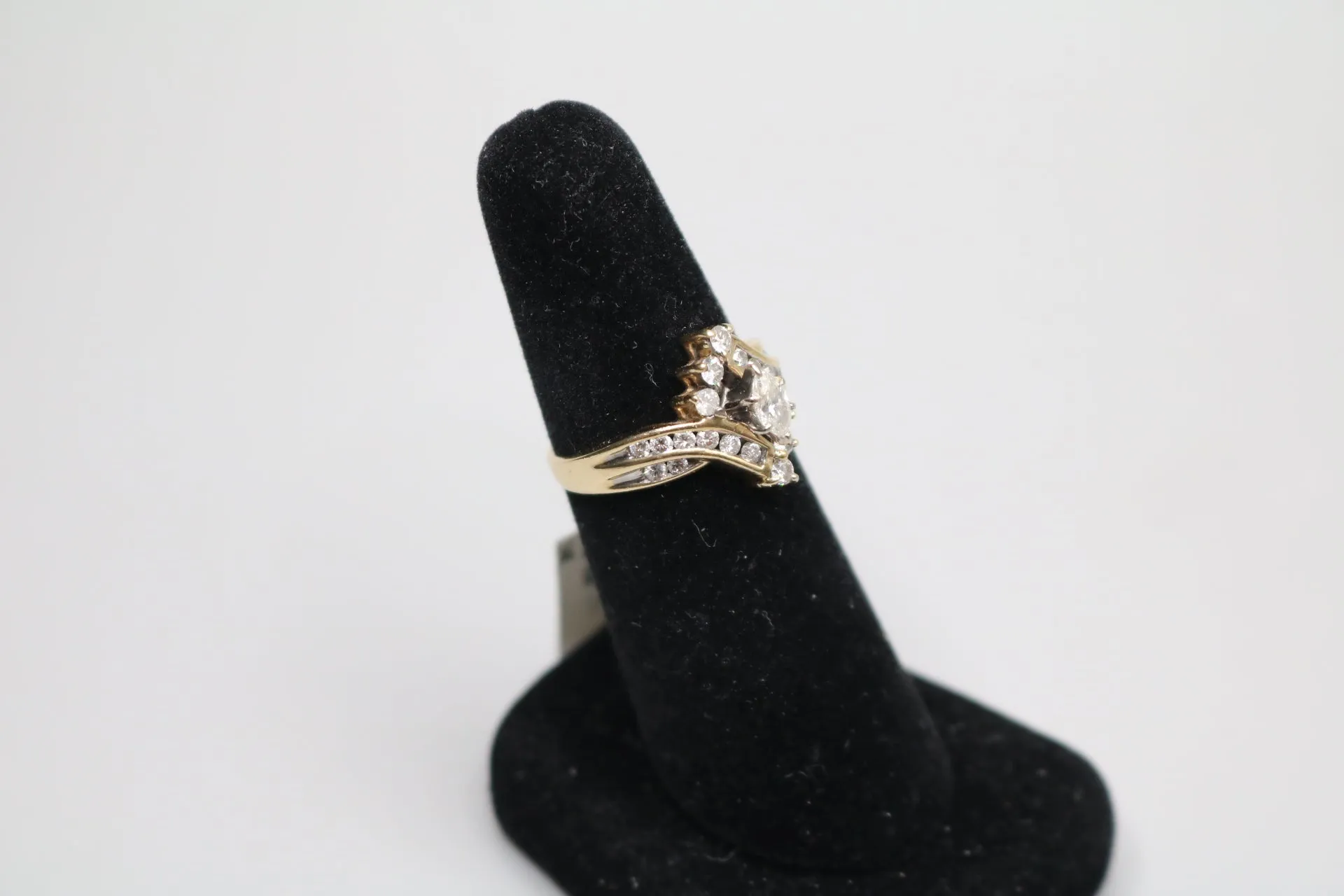 14K Yellow Gold Marquise Diamond Bypass Ring (Size 7 1/4)