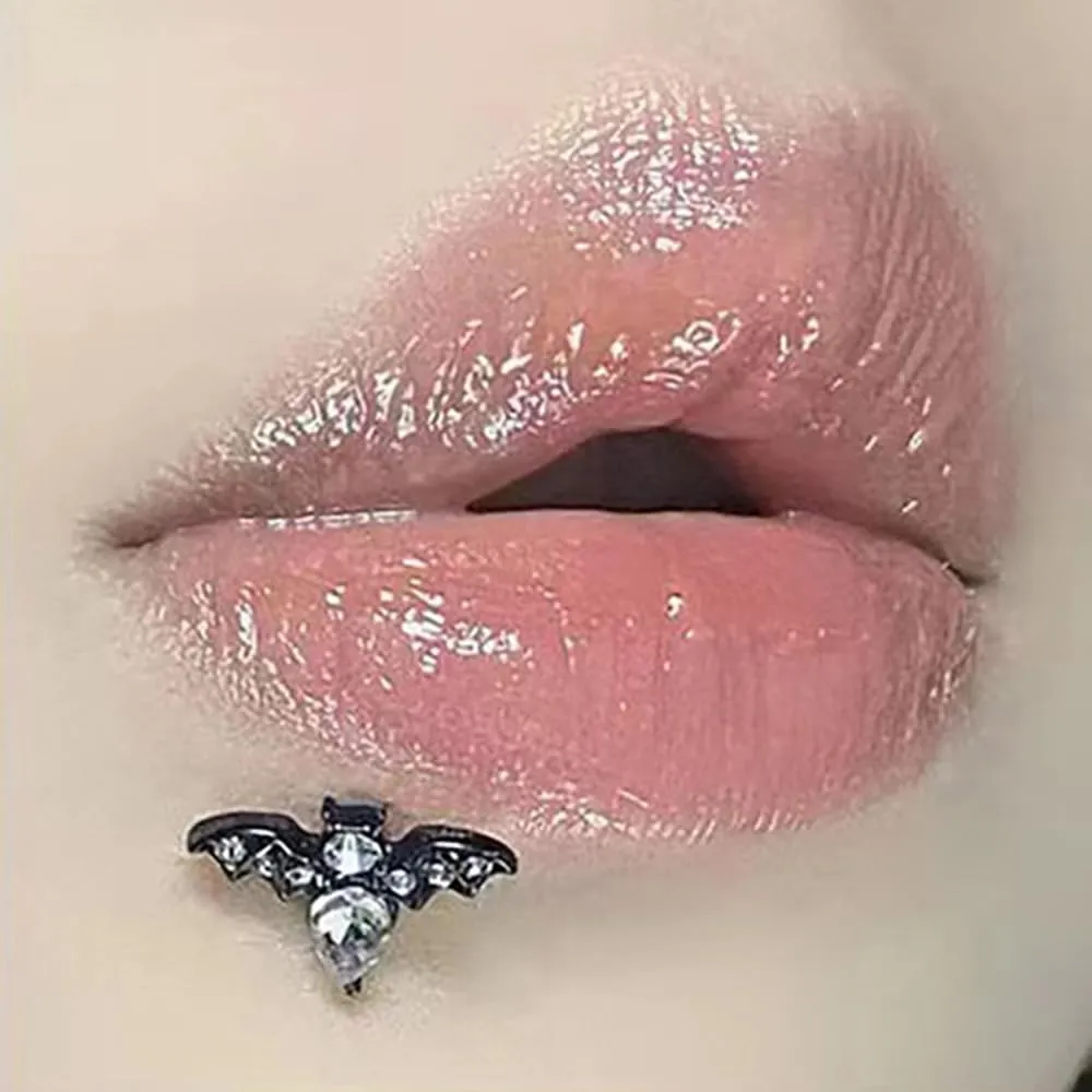 16G Bat Lip Rings for Women Surgical Steel CZ Labret Stud Internal Thread Lip Piercing Jewelry Lip Studs Cartilage Tragus Helix Earring Body Piercing Jewelry