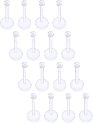 16G Clear Earrings for Sports Plastic Monroe Lip Nose Ring Studs Forward Helix Conch Tragus Cartilage Earrings Studs Medusa Labret Piercing Jewelry Retainer for Surgery Women Men