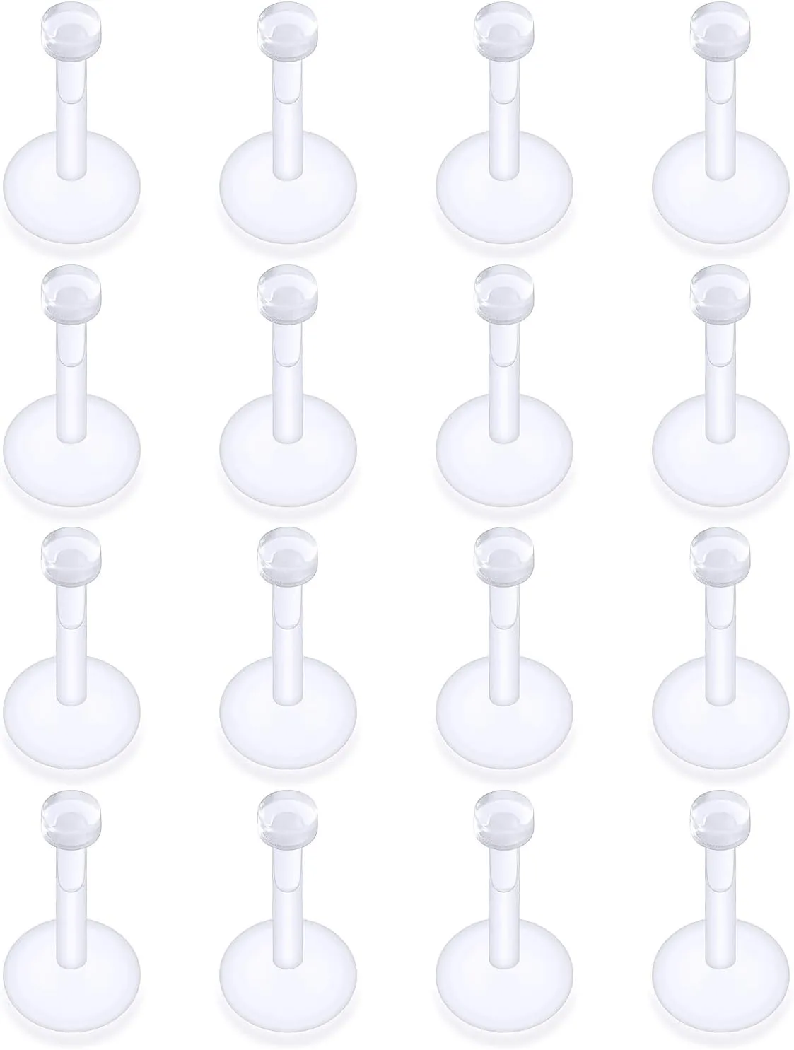 16G Clear Earrings for Sports Plastic Monroe Lip Nose Ring Studs Forward Helix Conch Tragus Cartilage Earrings Studs Medusa Labret Piercing Jewelry Retainer for Surgery Women Men