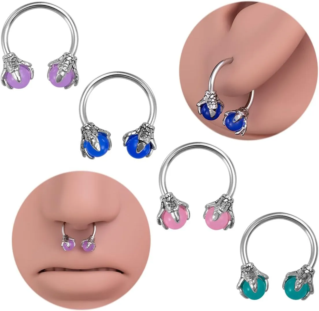 16G Dragon Claw Nose Septum Rings for Women Men Stainless Steel Lip Rings Cartilage Helix Open Hoops Earrings Statement Body Jewelry