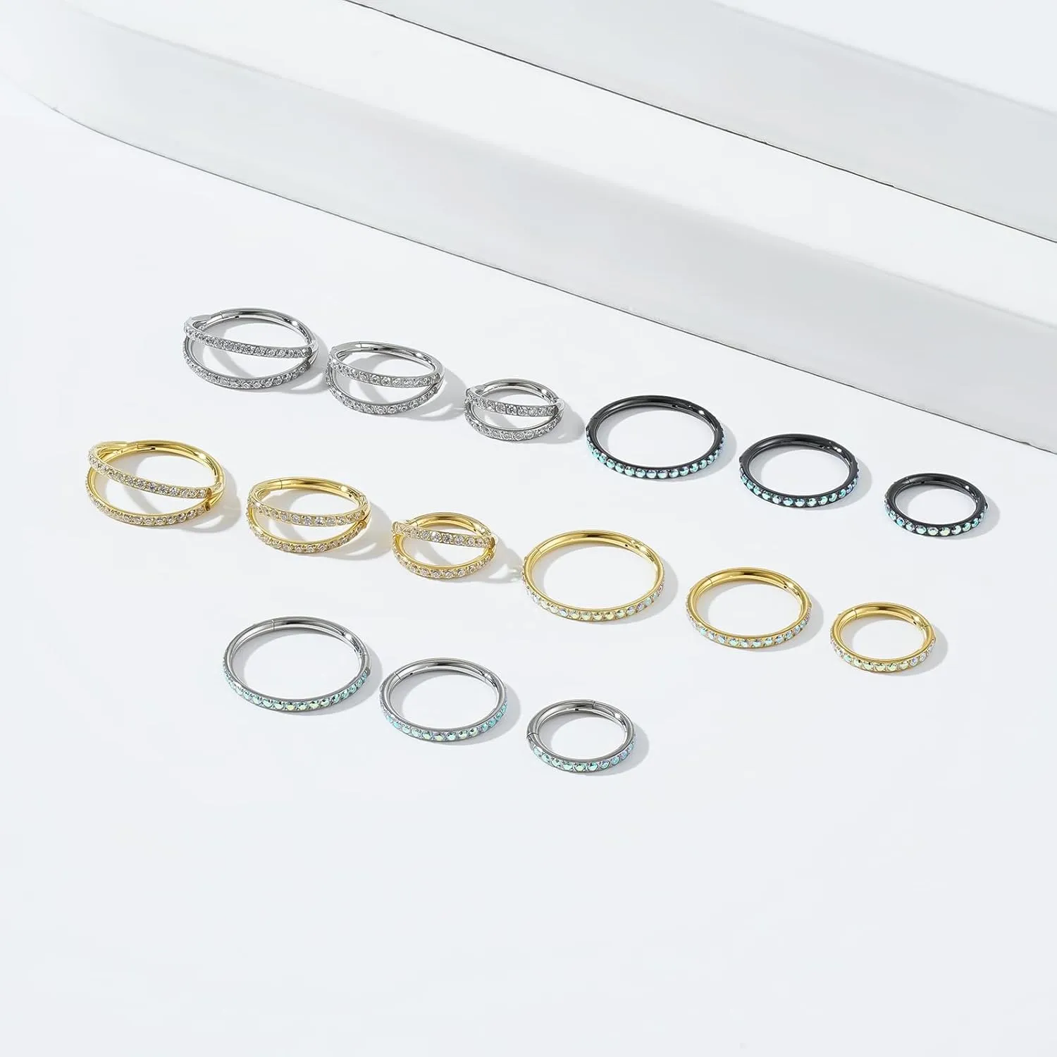 16G Titanium Cartilage Earring Hoop for Conch Helix Tragus 8mm 10mm 12mm Hypoallergenic Hinged Clicker Nose Rings Septum Piercing Jewelry for Women Men