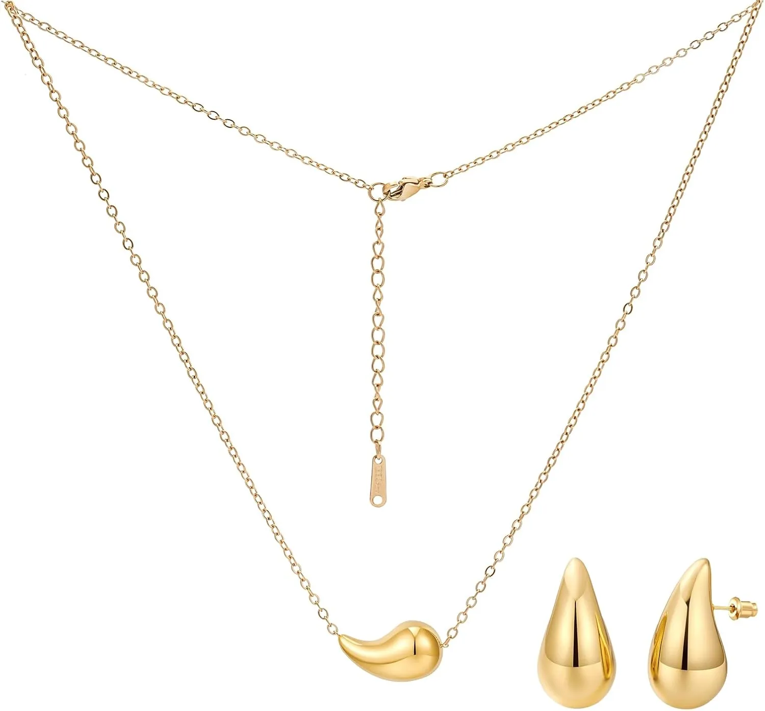 18k Gold-Plated Chunky Gold Hoop Earrings for Women,Hypoallergenic Trendy Pendant Choker Necklace For Women Girl Gifts,Fashion Jewelry Set