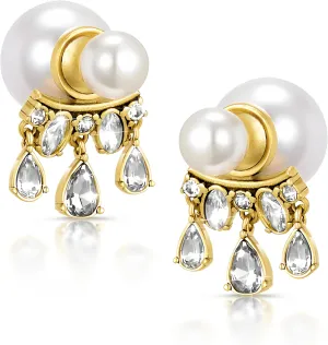 18K Gold Plating Pearl Teardrop Retro French Light Luxury Water Drop Tassel Earrings for Women - Hypoallergenic 925 Silver, Elegant Drop & Dangle Studs