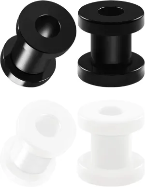 2 Pairs Acrylic Black White Flesh Tunnels Expander Piercing Jewelry Stretcher Screw-fit Ear Plugs Earring Lobe
