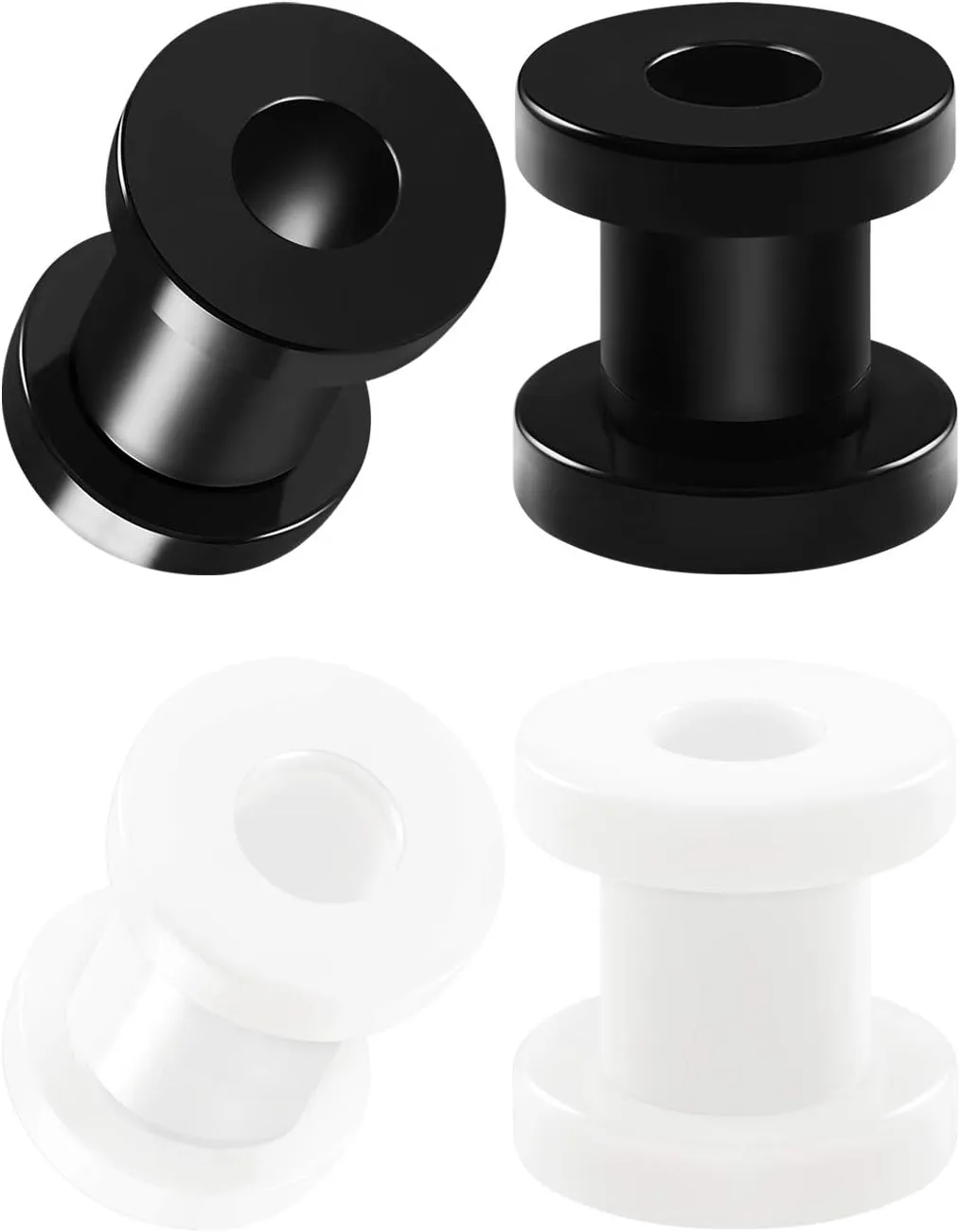 2 Pairs Acrylic Black White Flesh Tunnels Expander Piercing Jewelry Stretcher Screw-fit Ear Plugs Earring Lobe