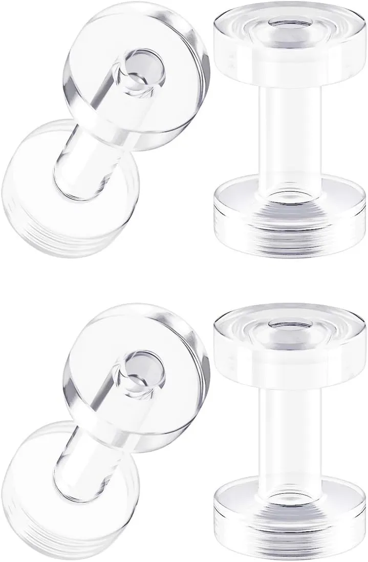 2 Pairs Acrylic External Screw Flesh Tunnels Piercing Jewelry Stretcher Ear Lobe Earring Plugs