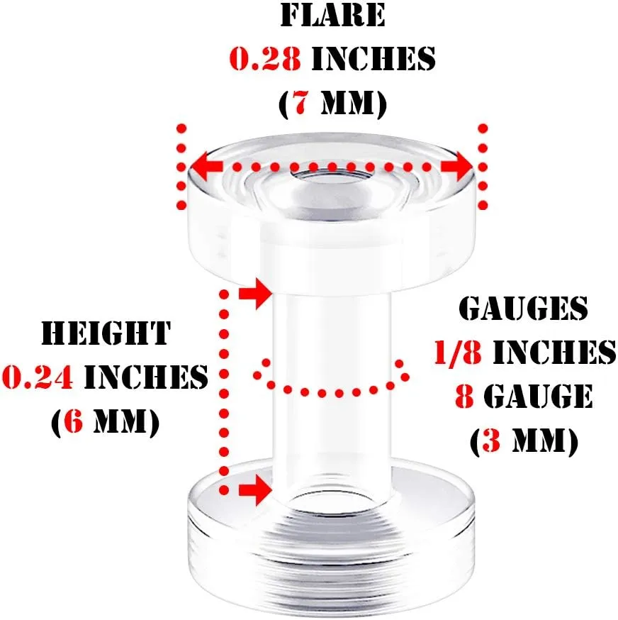 2 Pairs Acrylic External Screw Flesh Tunnels Piercing Jewelry Stretcher Ear Lobe Earring Plugs