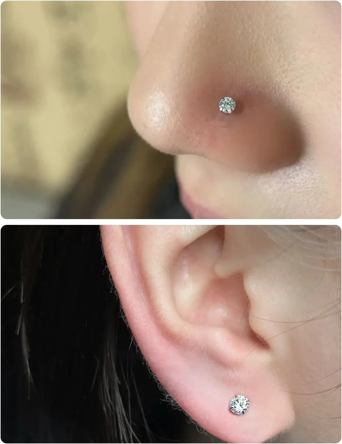20G 18G 16G Internally Threaded Astm F136 Titanium Nose Ring Studs Flat Back Studs Earrings G23 Titanium Tragus Helix Conch Cartilage Earrings Piercing Jewelry For Women Men CZ 2mm 3mm 4mm