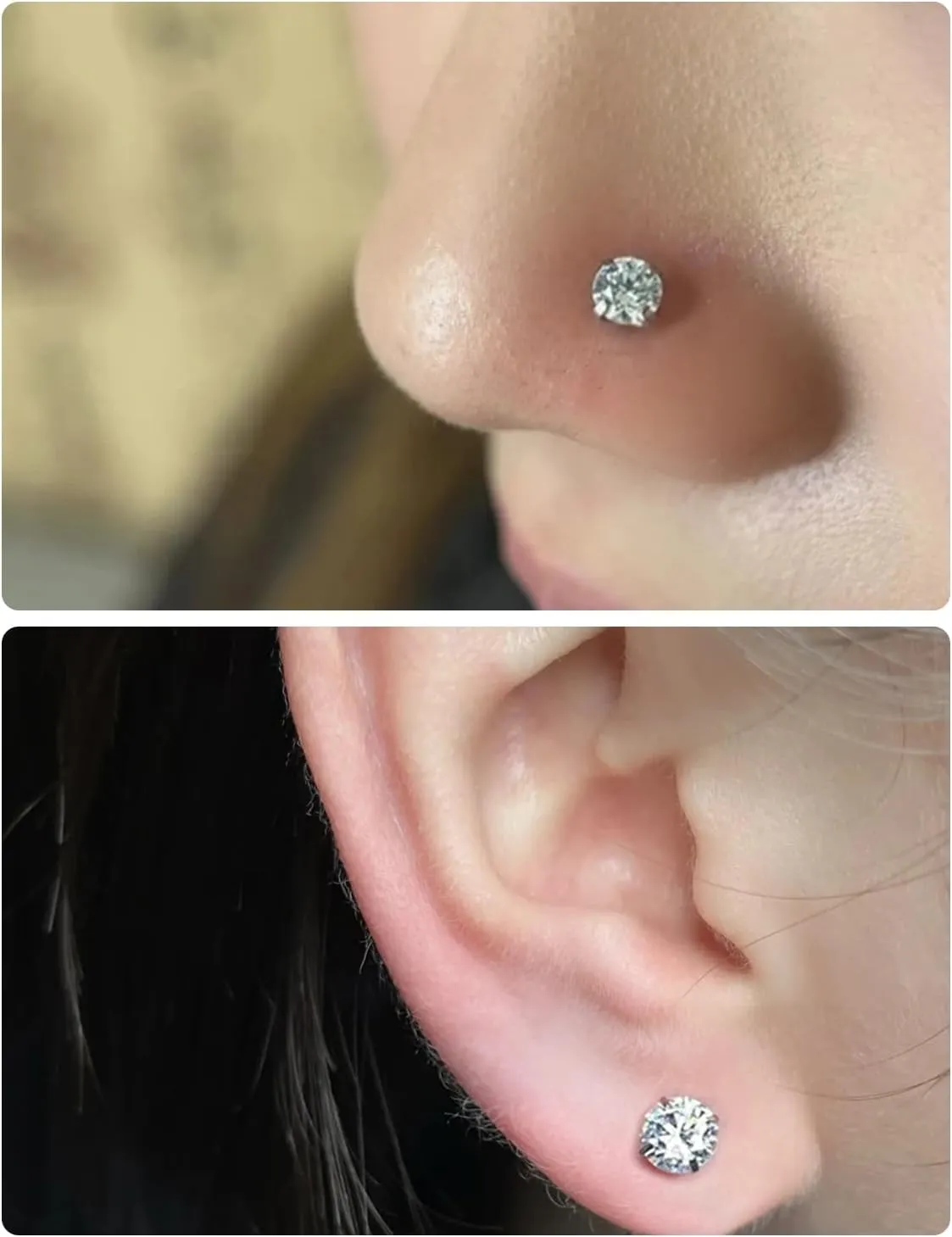 20G 18G 16G Internally Threaded Astm F136 Titanium Nose Ring Studs Flat Back Studs Earrings G23 Titanium Tragus Helix Conch Cartilage Earrings Piercing Jewelry For Women Men CZ 2mm 3mm 4mm