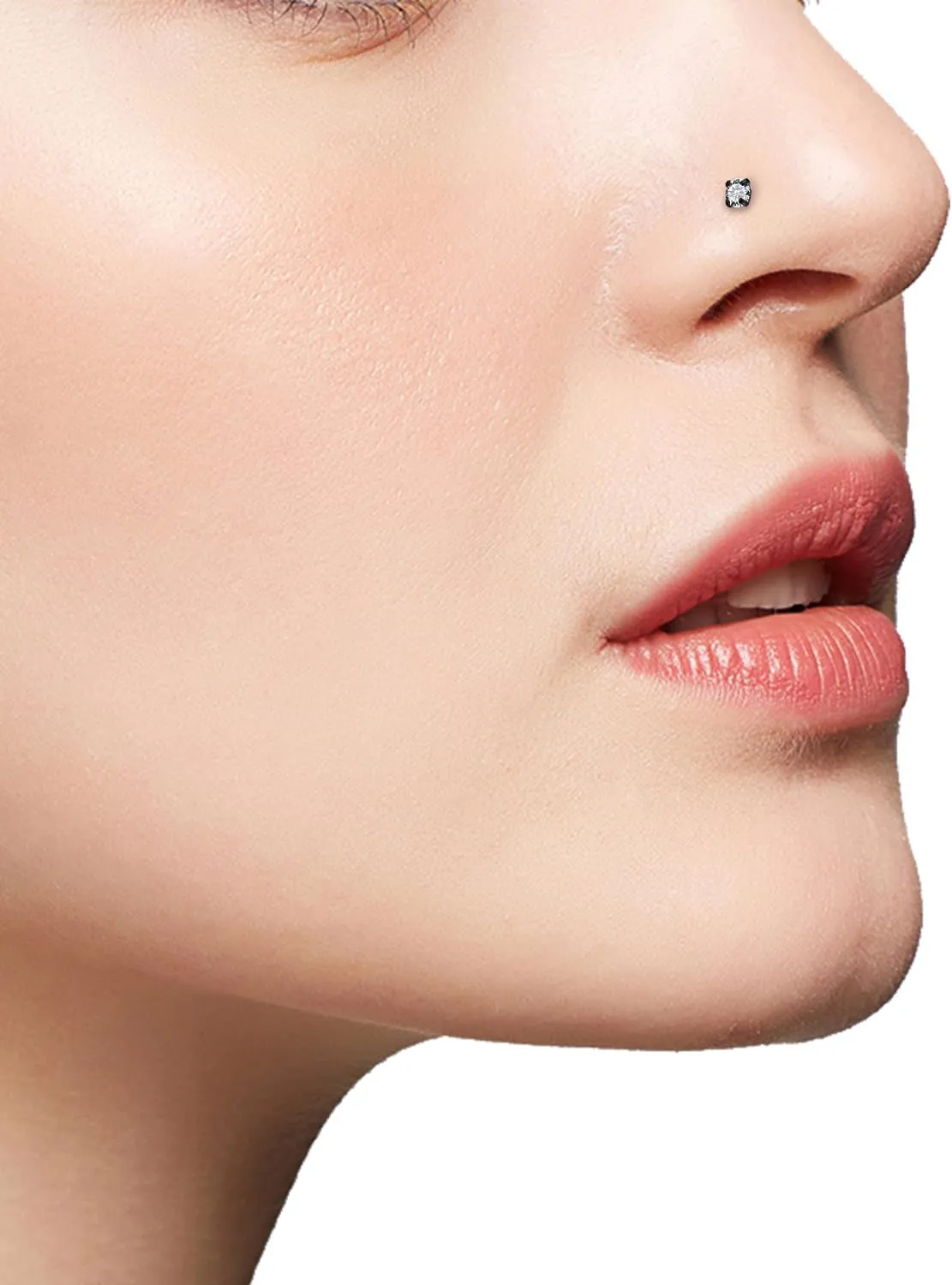 24G 22G 20G 18G Nose Rings Studs Piercing Jewelry For Women Men 316L Stainless Surgical Steel Nose Rings Studs Nostrial Piercing Jewelry for Women Men Diamond CZ 2mm Silver Black Gold