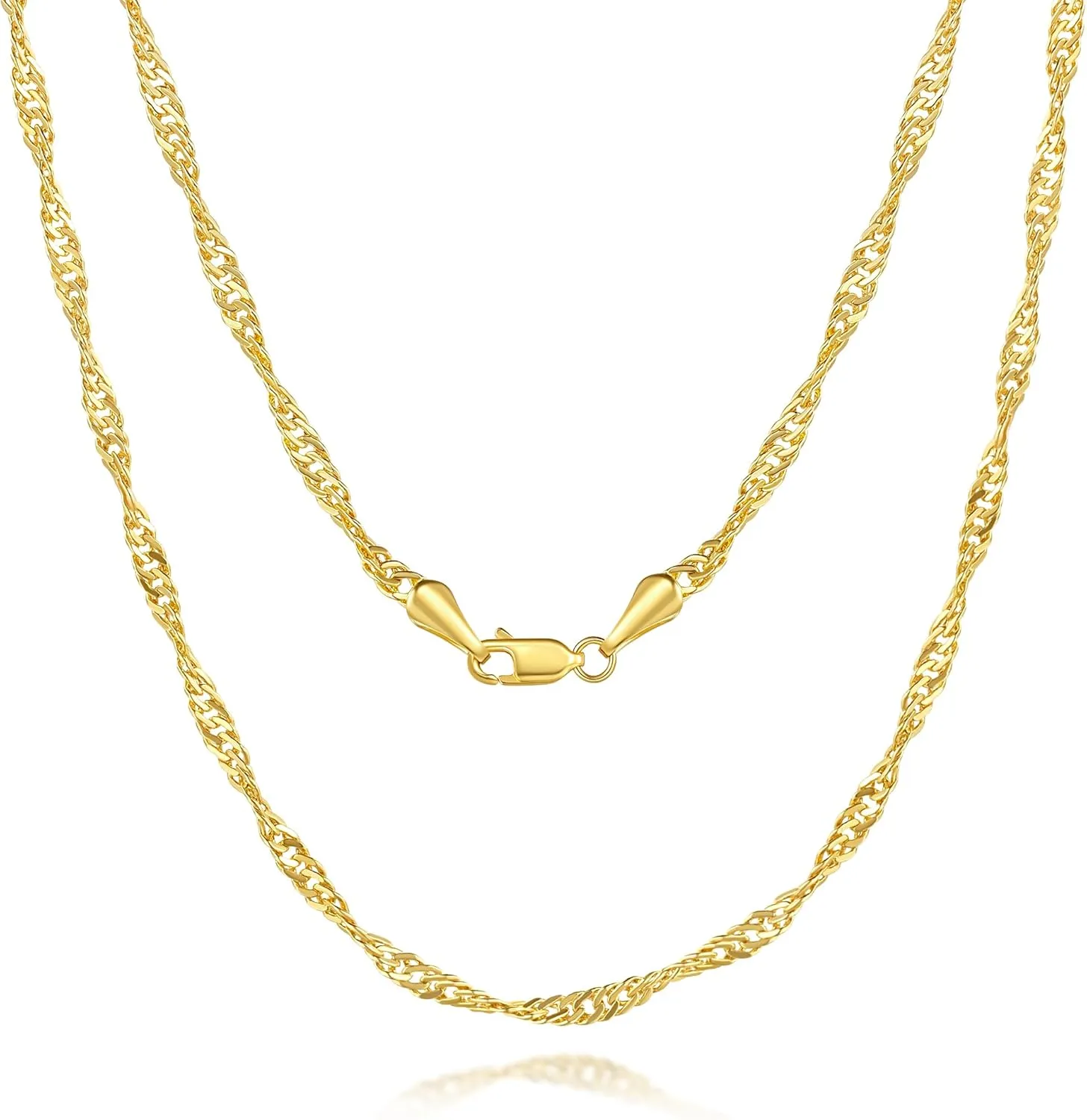 2.7MM 14K Gold Necklaces for Womens Gifts for Birthday 14K Gold Chain for Mens Necklace Stack Elegance in Every Twist Singapore Dainty Golden Necklace for Women Non Tarnish 16-24IN