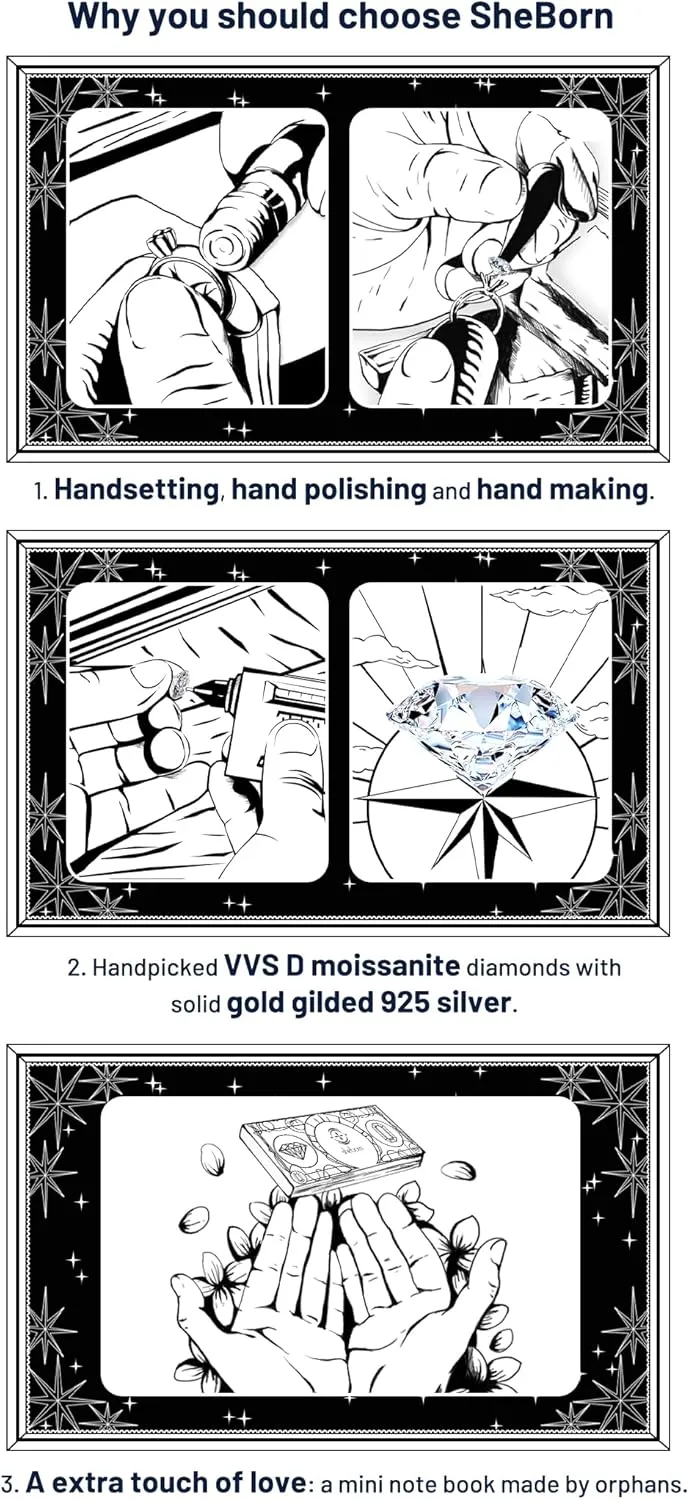 2ct Moissanite Rings for Women 3 Stone Wedding Band Moissanite Travel Engagement Ring 925 Sterling Silver 18K White Gold Plated D Color 2 Carat Anniversary/Wedding/Promise Jewelry for Her