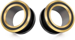 2PCS 316L Stainless Steel Two-color Screw Tunnel Ear Plug Expander Stretcher Gauge 0G-1"