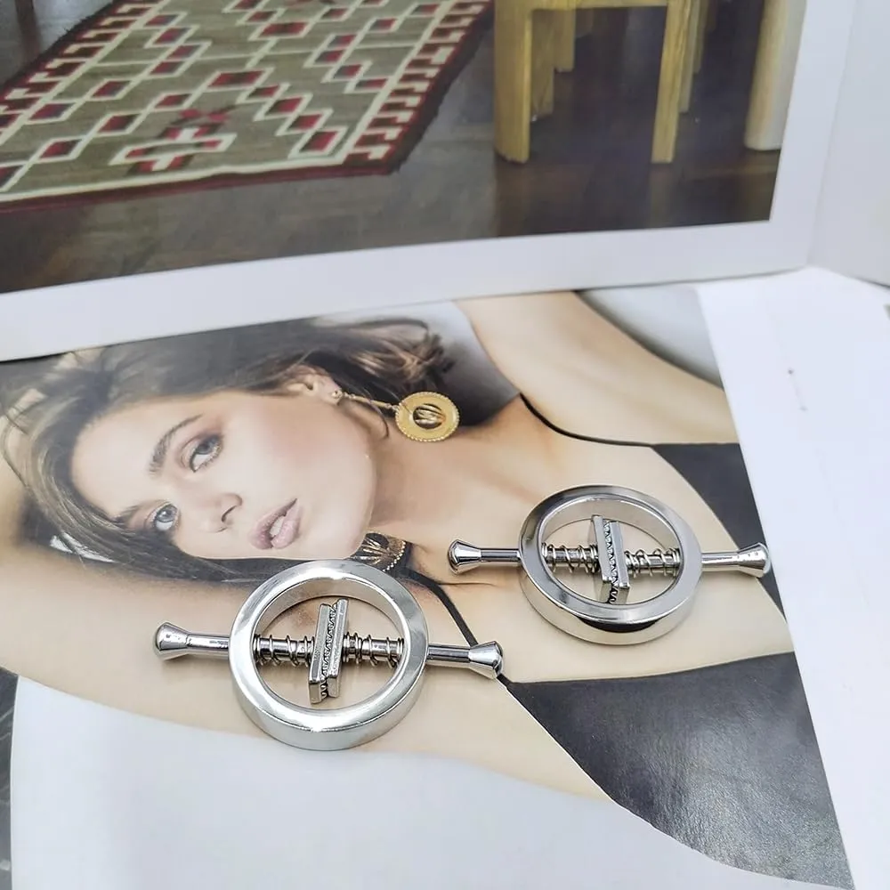 2Pcs Fake Nipple Piercings Stainless Steel Non-Piercing Nipples Shields Rings Nipple Rings Nipple Jewelry non Piercing for Women