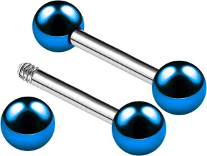 2PCS Stainless Steel Rainbow Straight Barbell 14 Gauge 4mm Ball Cartilage Earrings Eyebrow Piercing Jewelry See More Sizes