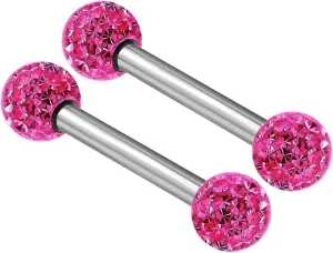 2PCS Stainless Steel Straight Barbell 16 gauge 5/16 8mm 3mm Rose Crystal Ball Helix Earrings Cartilage Piercing Jewelry 2136